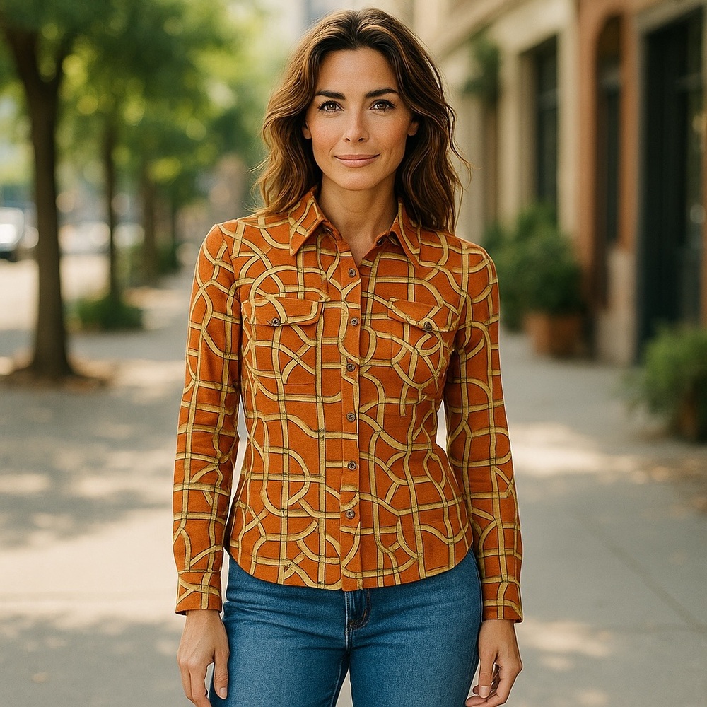 J. McLaughlin Silk Blend Regal Button Down Top size XS